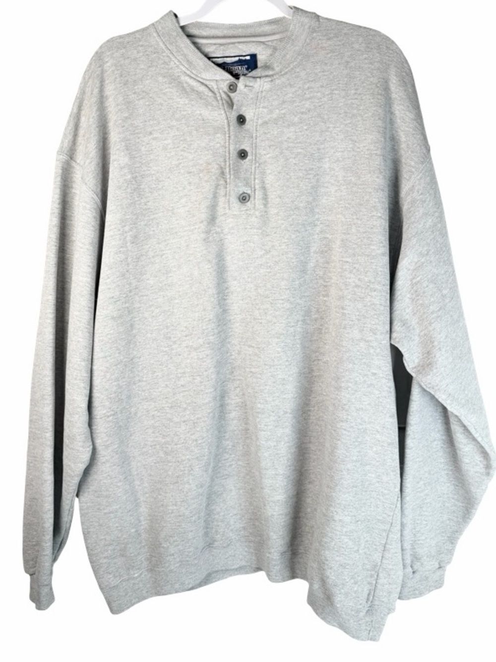 Vintage L.L. Bean Russell Athletic Heather Gray Long Sleeve Henley Shirt XL Tall